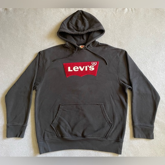 🖤 Levi’s 3D Stitched Logo Pullover Hoodie Men’s Size Large – Black Sweatshirt - Picture 1 of 6